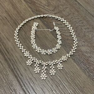 Ora 1950s Vintage Jewelry Superb Diamante Necklace and Bracelet set